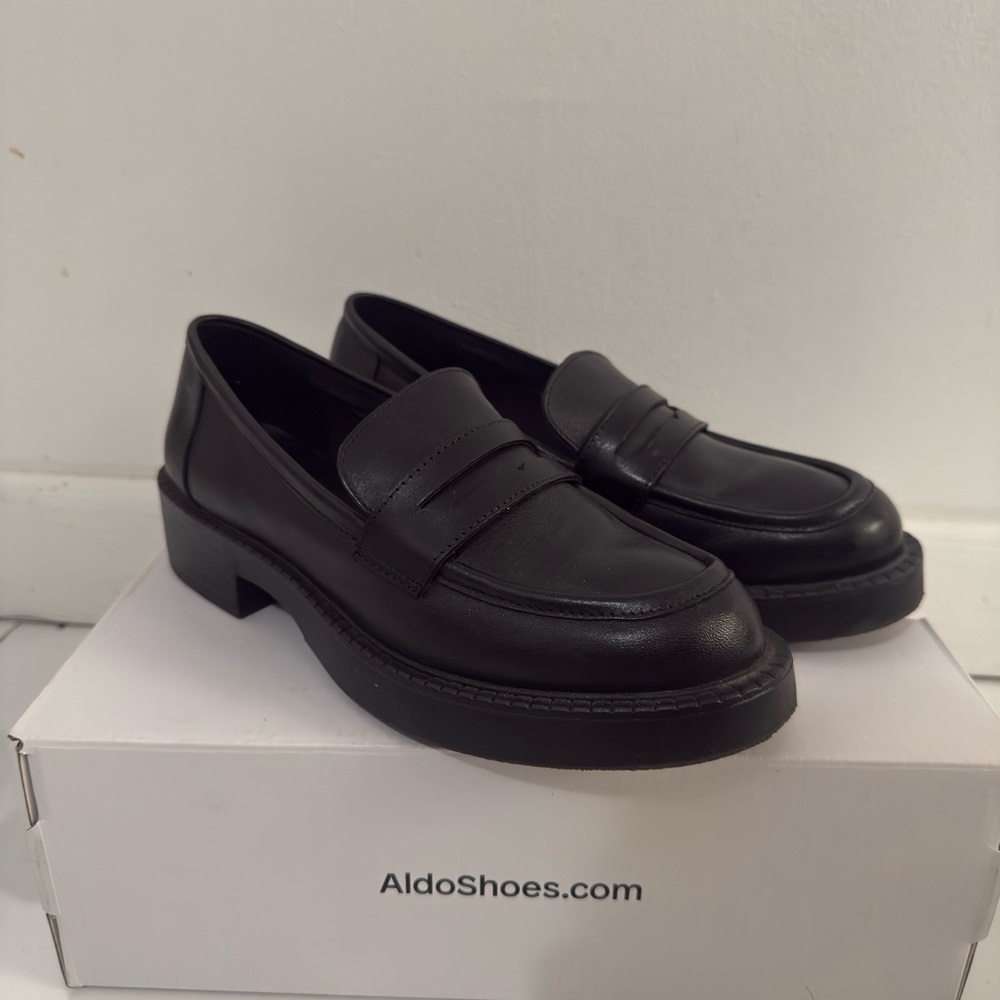 Aldo Black Chunky Penny Loafers